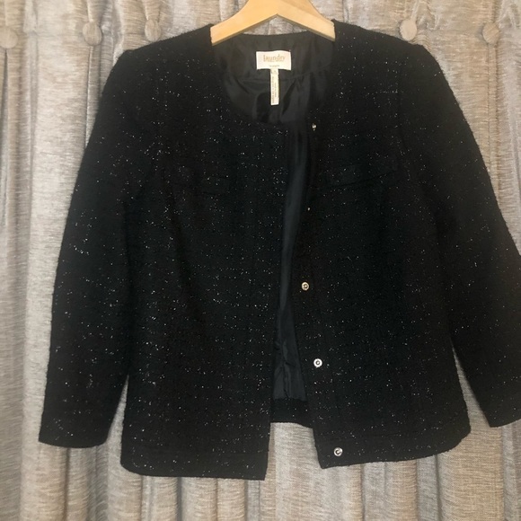 Laundry Shelli Segal Black Metallic Tweed Blazer - Picture 4 of 16